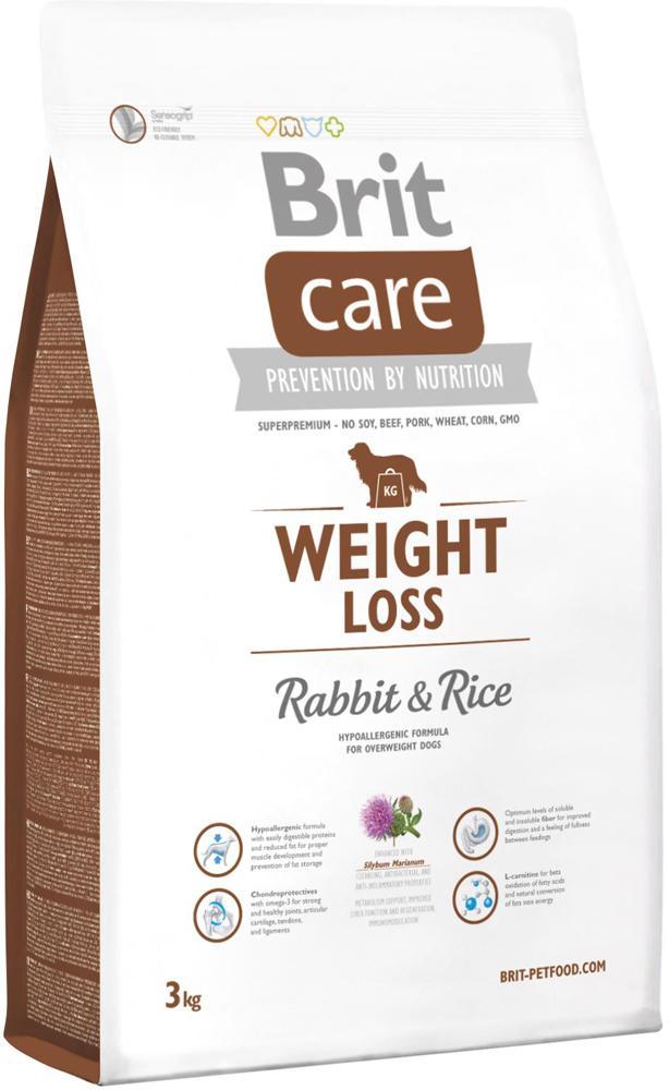 Brit Care (Брит Кеа) Weight Loss (3 кг) корм для взрослых собак всех пород с избыточным весом кролик и рис
